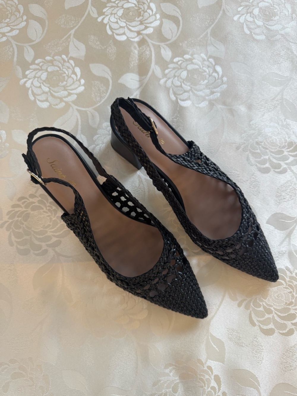 Black Woven Slingback Heels Size 9